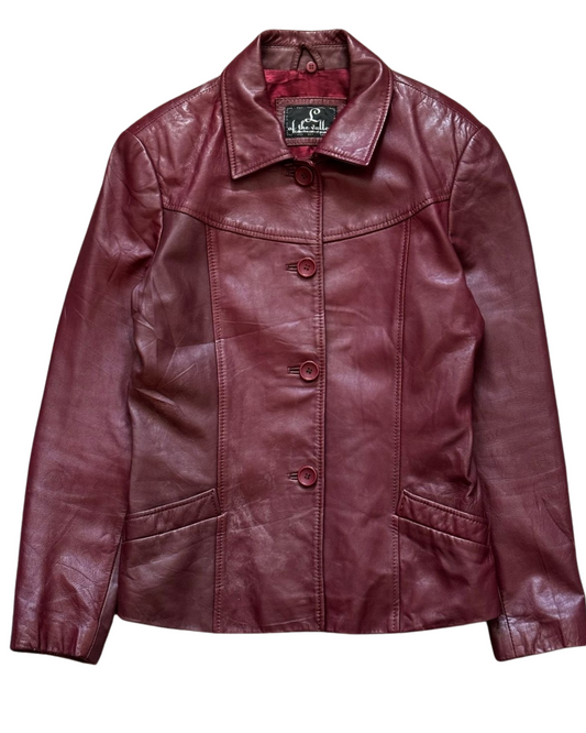 1990s Women's Burgundy Leather Jacket