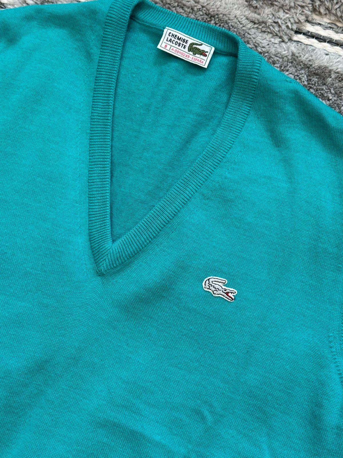 Lacoste Izod Vintage Teal Cable Knit Golf Tennis Sweater